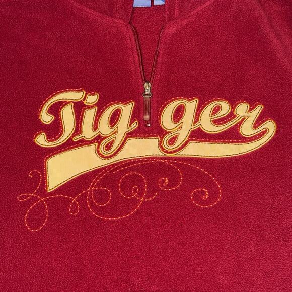Vintage Disney Winnie The Pooh Tigger Fleece Hoodie Women's 1X Red 1/4 Zip - Picture 6 of 11